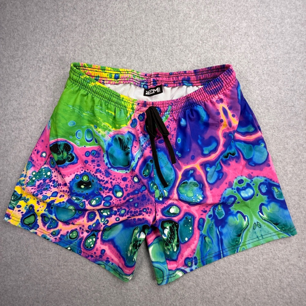 iEDM Swim Trunks Mens 36 Multicolor Excellent Psychedelic Trippy Shorts